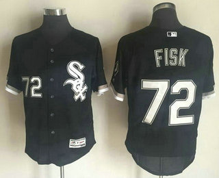 Men's Chicago White Sox #72 Carlton Fisk Retired Black 2016 Flexbase Majestic Baseball Jersey Men's Chicago White Sox #72 Carlton Fisk Retired Black 2016 Flexbase Majestic Baseball Jersey