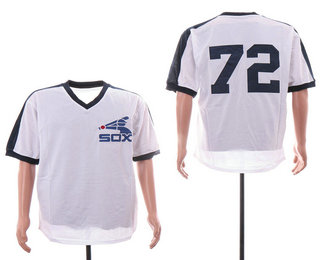 Men's Chicago White Sox #72 Carlton Fisk White Pullover Mesh Batting Practice Throwback Jersey By Mitchell & Ness Men's Chicago White Sox #72 Carlton Fisk White Pullover Mesh Batting Practice Throwback Jersey By Mitchell & Ness