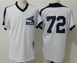 Men's Chicago White Sox #72 Carlton Fisk White Pullover Mesh Batting Practice Throwback Jersey By Mitchell & Ness Men's Chicago White Sox #72 Carlton Fisk White Pullover Mesh Batting Practice Throwback Jersey By Mitchell & Ness