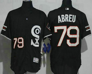 Men's Chicago White Sox #79 Jose Abreu Black Retro Stitched MLB 2016 Majestic Flex Base Jersey Men's Chicago White Sox #79 Jose Abreu Black Retro Stitched MLB 2016 Majestic Flex Base Jersey