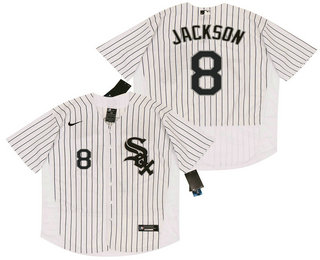Men's Chicago White Sox #8 Bo Jackson White Pinstripe Stitched MLB Flex Base Nike Jersey Men's Chicago White Sox #8 Bo Jackson White Pinstripe Stitched MLB Flex Base Nike Jersey