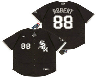 Men's Chicago White Sox #88 Luis Robert Black Stitched MLB Flex Base Nike Jersey Men's Chicago White Sox #88 Luis Robert Black Stitched MLB Flex Base Nike Jersey