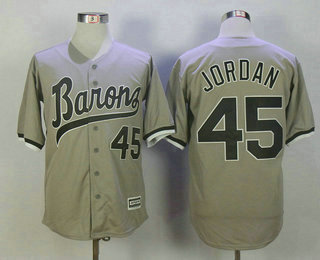 Men's Chicago White Sox Birmingham Barons #45 Michael Jordan Gray Stitched Majestic Baseball Jersey Men's Chicago White Sox Birmingham Barons #45 Michael Jordan Gray Stitched Majestic Baseball Jersey