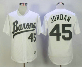 Men's Chicago White Sox Birmingham Barons #45 Michael Jordan Retired White Stitched Majestic Baseball Jersey Men's Chicago White Sox Birmingham Barons #45 Michael Jordan Retired White Stitched Majestic Baseball Jersey