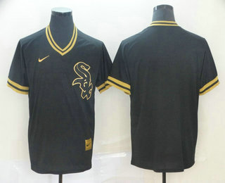 Men's Chicago White Sox Blank Black Gold Nike Cooperstown Legend V Neck Jersey Men's Chicago White Sox Blank Black Gold Nike Cooperstown Legend V Neck Jersey