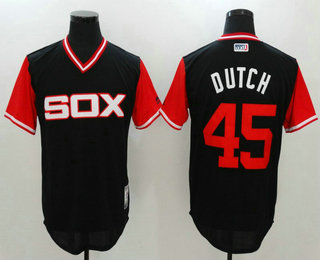 Men's Chicago White Sox Derek Holland #45 Dutch Majestic Black 2017 Little League World Series Players Weekend Stitched Nickname Jersey Men's Chicago White Sox Derek Holland #45 Dutch Majestic Black 2017 Little League World Series Players Weekend Stitched Nickname Jersey