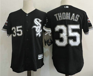 Men's Chicago White Sox Retired Player #35 Frank Thomas Majestic Black Cool Base 2005 World Series Patch Baseball Jersey Men's Chicago White Sox Retired Player #35 Frank Thomas Majestic Black Cool Base 2005 World Series Patch Baseball Jersey