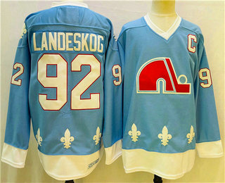 Men's Colorado Avalanche #92 Gabriel Landeskog Blue Throwback Stitched NHL CCM Jersey
