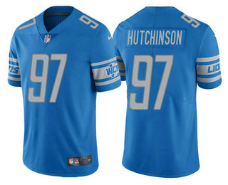 Men's Detroit Lions #97 Aidan Hutchinson Blue Vapor Untouchable Limited Stitched Jersey