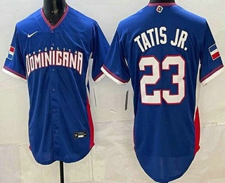 Men's Dominican #23 Fernando Tatis Jr Blue 2026 World Baseball Classic Cool Base Jersey