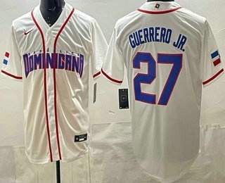 Men's Dominican #27 Vladimir Guerrero Jr White 2026 World Baseball Classic Cool Base Jersey