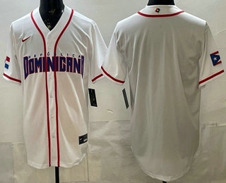 Men's Dominican Blank White 2026 World Baseball Classic Cool Base Jersey