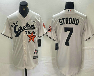Men's Houston Astros #7 CJ Stroud Cream Cactus Jack Cool Base Jersey