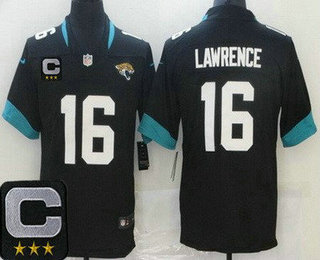 Men's Jacksonville Jaguars #16 Trevor Lawrence Limited Black C Patch Vapor Jersey