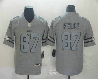 Men's Kansas City Chiefs #87 Travis Kelce 2019 Gray Gridiron Vapor Untouchable Stitched NFL Nike Limited Jersey