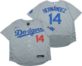 Men's Los Angeles Dodgers #14 Enrique Hernandez Grey Stitched MLB Flex Base Nike Jersey