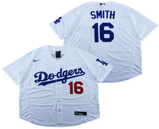Men's Los Angeles Dodgers #16 Will Smith White Stitched MLB Flex Base Nike Jersey