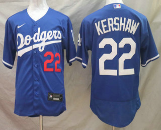 Men's Los Angeles Dodgers #22 Clayton Kershaw Blue Stitched MLB Flex Base Nike Jersey