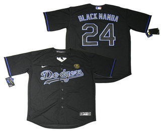 Men's Los Angeles Dodgers #24 Kobe Bryant Black Mamba Lights Out Black Fashion Stitched MLB Cool Base Nike Jersey