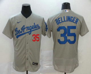 Men's Los Angeles Dodgers #35 Cody Bellinger Gray Road Stitched MLB Flex Base Nike Jersey