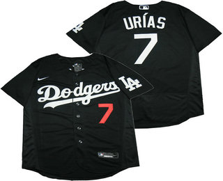 Men's Los Angeles Dodgers #7 Julio Urias Black Stitched MLB Flex Base Jersey