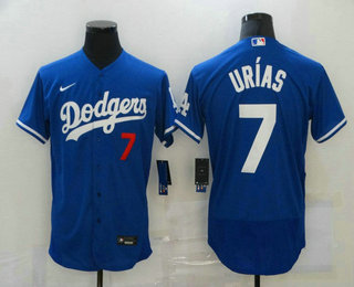 Men's Los Angeles Dodgers #7 Julio Urias Blue Stitched MLB Flex Base Jersey