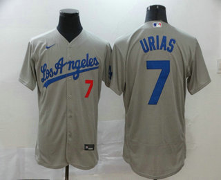 Men's Los Angeles Dodgers #7 Julio Urias Gray Road Stitched MLB Flex Base Nike Jersey