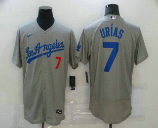 Men's Los Angeles Dodgers #7 Julio Urias Grey Stitched MLB Flex Base Jersey