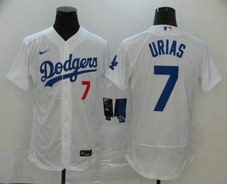 Men's Los Angeles Dodgers #7 Julio Urias White Stitched MLB Flex Base Nike Jersey