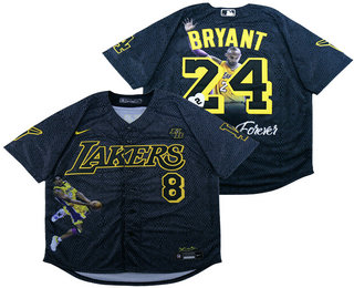 Men's Los Angeles Dodgers #8 #24 Kobe Bryant Black With Lakers Cool Base Stitched MLB Fashion Jersey