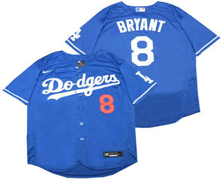 Men's Los Angeles Dodgers #8 Kobe Bryant Blue Stitched MLB Flex Base Nike Jersey