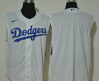 Men's Los Angeles Dodgers Blank White 2020 Cool and Refreshing Sleeveless Fan Stitched MLB Nike Jersey