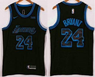 Men's Los Angeles Lakers #24 Kobe Bryant Black 2021 Nike City Edition Swingman Jersey With Sponsor Logo