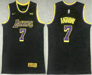 Men's Los Angeles Lakers #7 Carmelo Anthony Black Nike Swingman 2021 Earned Edition Stitched Jersey With Sponsor Logo