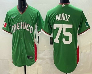Men's Mexico #75 Andres Munoz Green 2026 World Baseball Classic Cool Base Jersey