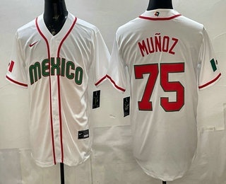 Men's Mexico #75 Andres Munoz White 2026 World Baseball Classic Cool Base Jersey