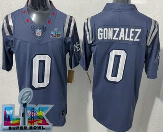 Men's New England Patriots #0 Christian Gonzalez Limited Gray Rivalries Super Bowl LX FUSE Vapor Jersey