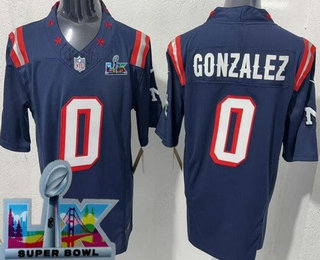 Men's New England Patriots #0 Christian Gonzalez Limited Navy Rivalries Super Bowl LX FUSE Vapor Jersey