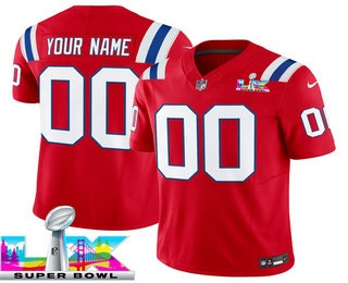 Men's New England Patriots Active Player Custom Limited Red Super Bowl LX FUSE Vapor Jersey