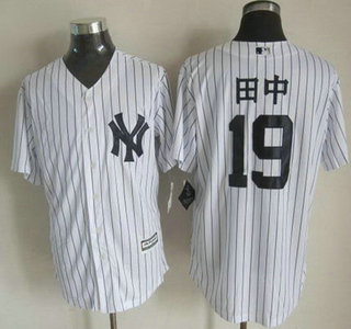 Men's New York Yankees #19 Masahiro Tanaka 田中 Home White 2015 MLB Cool Base Jersey