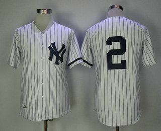 Men's New York Yankees #2 Derek Jeter White 1995 Throwback Jerseys By Mitchell & Ness