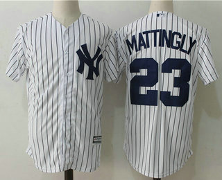 Men's New York Yankees #23 Don Mattingly White Stitched MLB Majestic Cool Base Jersey