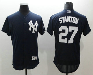Men's New York Yankees #27 Giancarlo Stanton Navy Blue Stitched MLB Flex Base Jersey