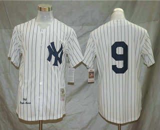 Men's New York Yankees #9 Roger Maris 1961 White Mitchell & Ness Throwback Jersey
