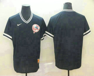 Men's New York Yankees Blank Navy Blue Nike Cooperstown Collection Legend V Neck Jersey