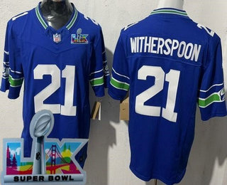 Men's Seattle Seahawks #21 Devon Witherspoon Limited Blue Super Bowl LX FUSE Vapor Jersey