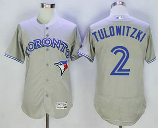 Men's Toronto Blue Jays #2 Troy Tulowitzki Grey Flexbase 2016 MLB Player Jersey Men's Toronto Blue Jays #2 Troy Tulowitzki Grey Flexbase 2016 MLB Player Jersey