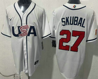 Men's USA #27 Tarik Skubal White 2026 World Baseball Classic Cool Base Jersey