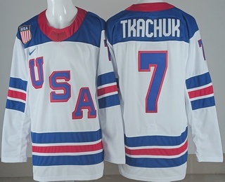 Men's USA #7 Brady Tkachuk White 2026 Olympics Authentic Jersey