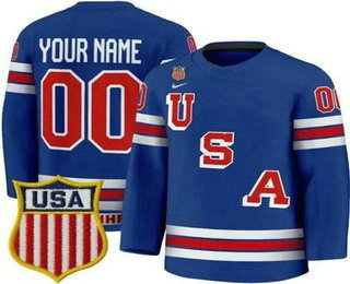 Men's USA Custom Blue 2026 Olympics Authentic Jersey